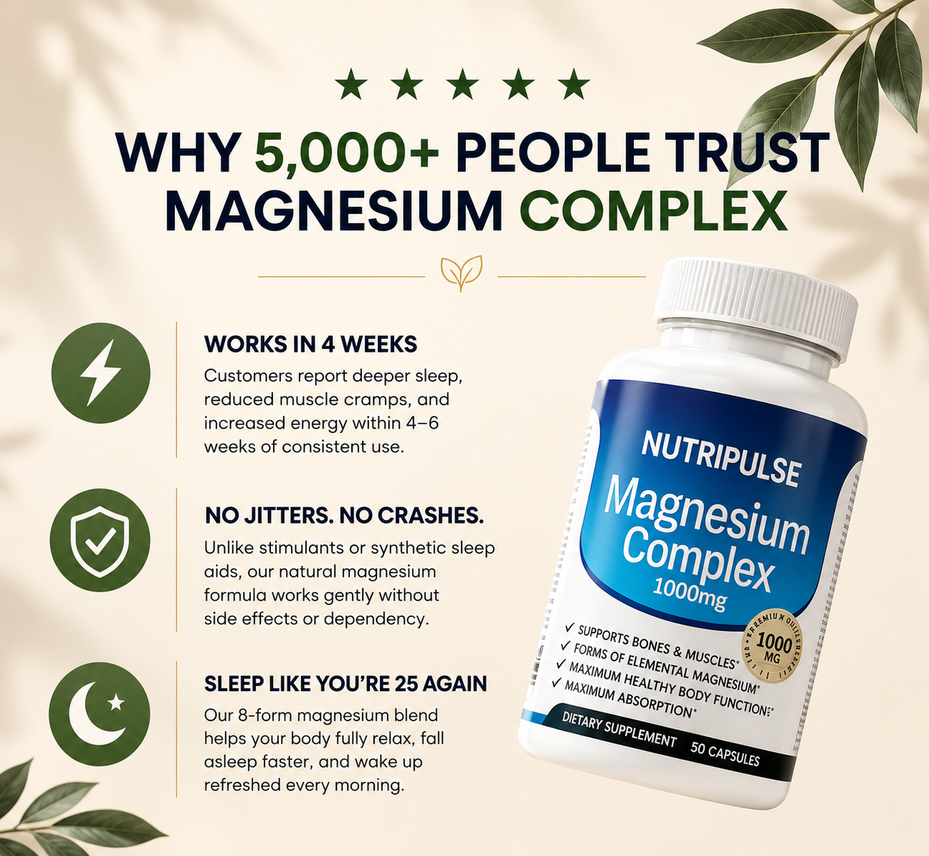 TRYNUTRIPULSE™ MAGNESIUM COMPLEX 1000MG - 8 FORMS FOR SLEEP, BONES &amp; ENERGY